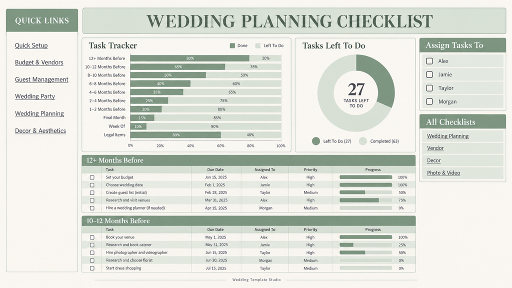 Wedding Planner Spreadsheet