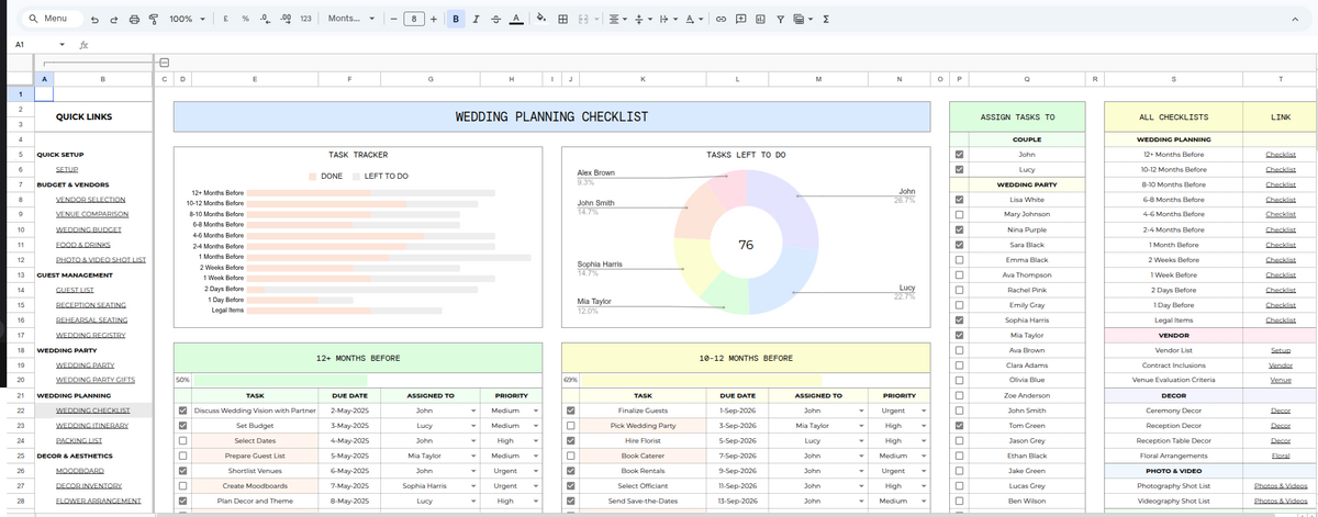 Wedding Planner Spreadsheet