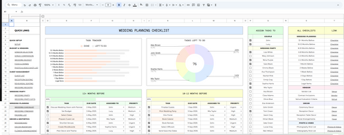 Wedding Planner Spreadsheet